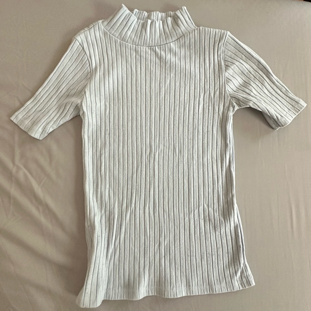 Loft Blue Mock Neck Top